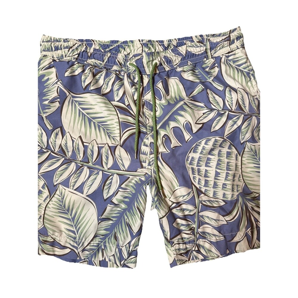 Tommy Bahama Relax Swim Truck‎ Sz M Multi Lined Pockets Drawstring Leaf Print